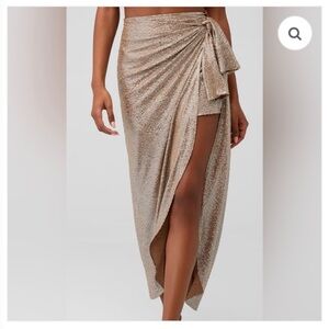 MUMU Elegant Tan Wrap Skirt